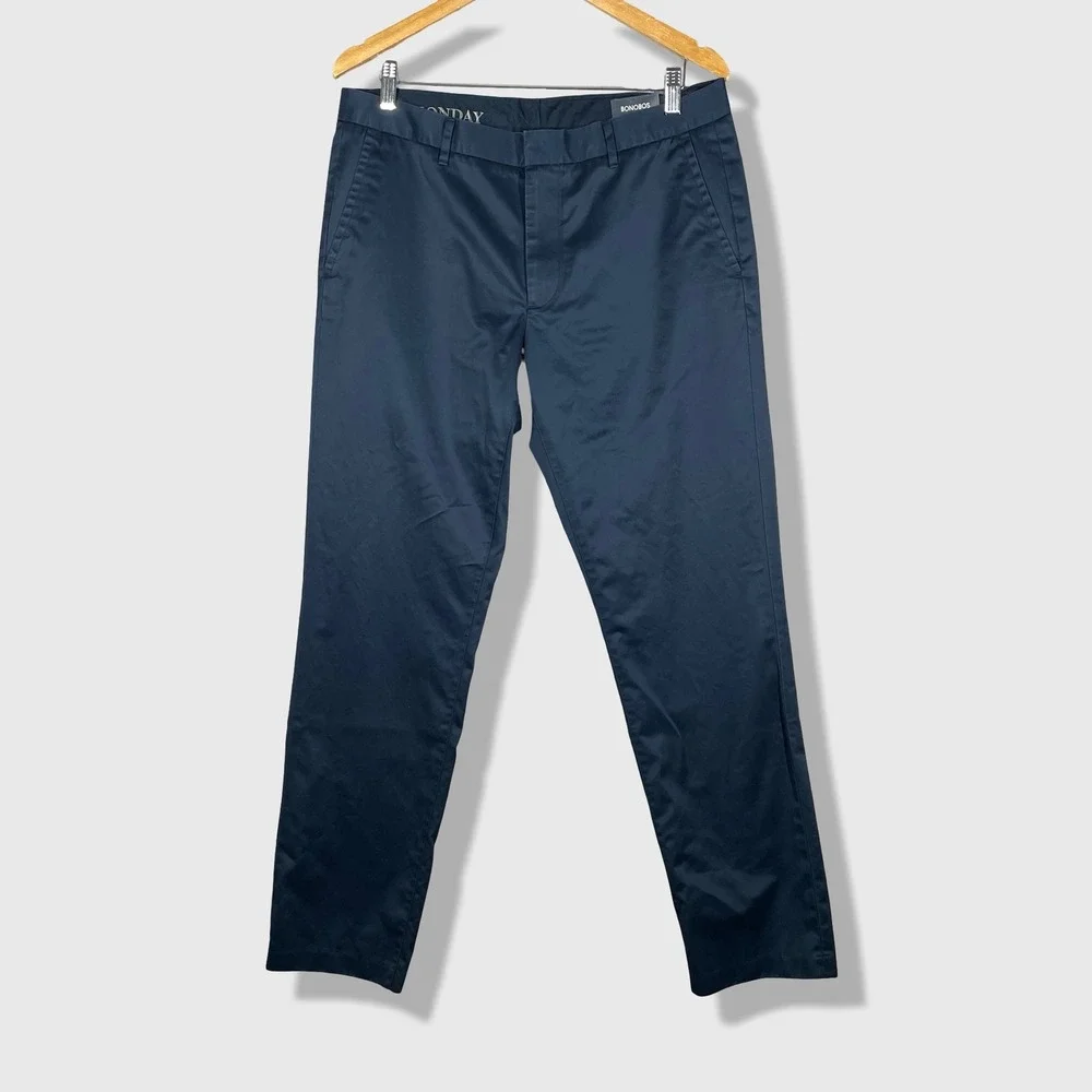Bonobos Weekday Warrior Monday Chino Pants Mens 34x32 Blue Classic Casual Preppy